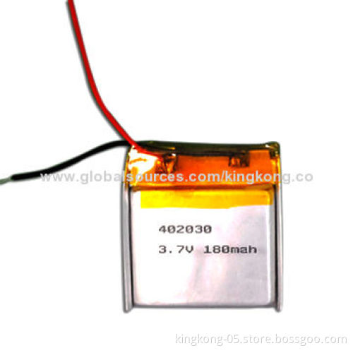 3.7V Rechargeable Polymer Battery, Sized 4*20*30mm, 180mAh Capacity